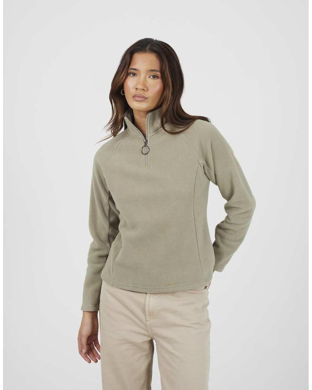 Brave Soul Natural Quarter Zip Polar Fleece Sweatshirt