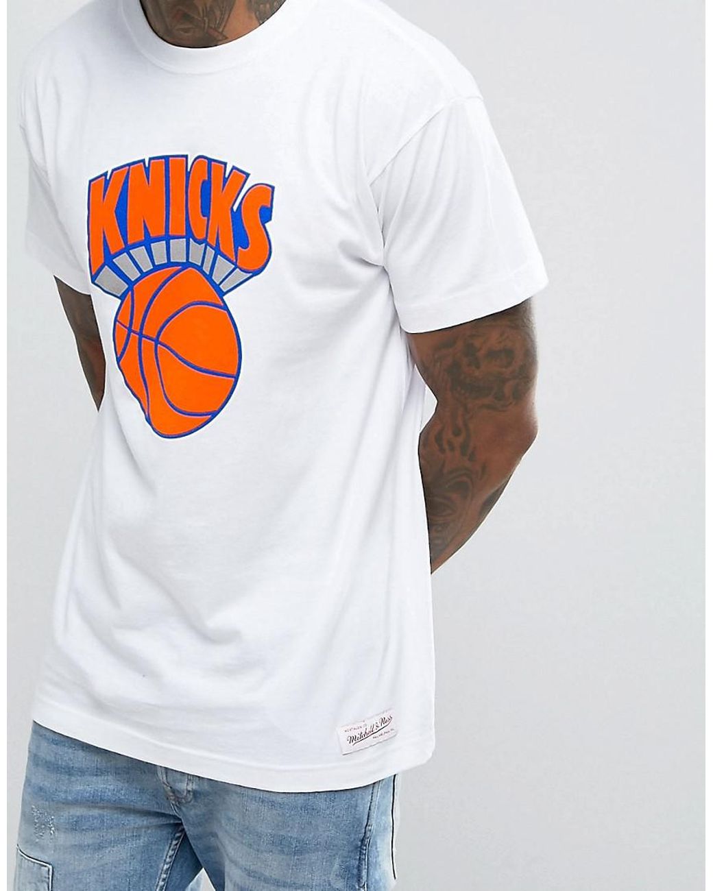 Msg Knicks Merch - Mitchell And Ness Knicks Doodle T-Shirt Unisex White