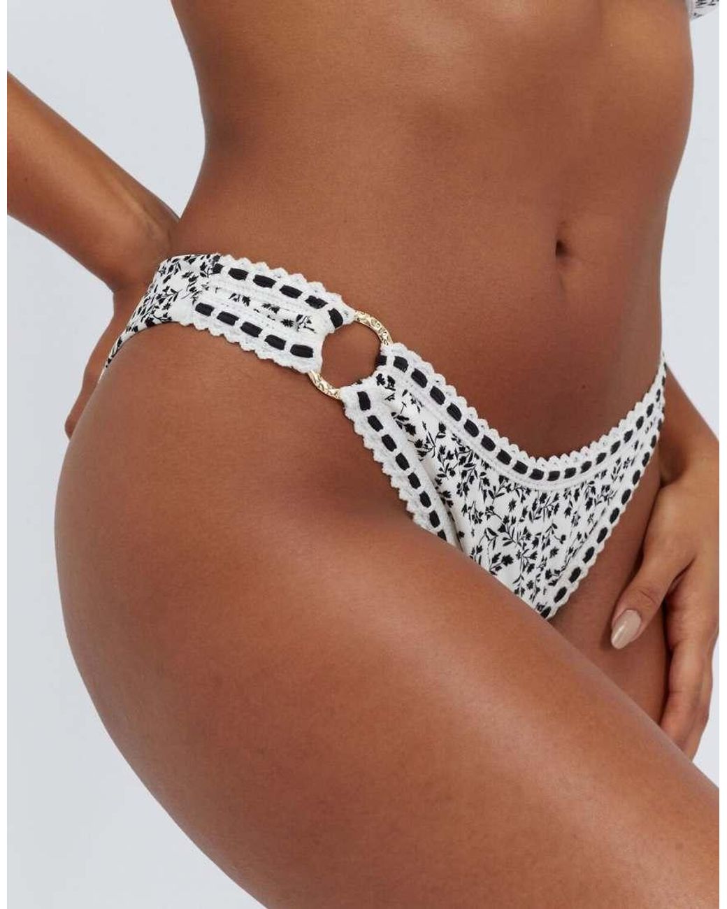 Boux Avenue Brown Samoa Brazilian Bikini Bottoms Summer Broderie Swimwear