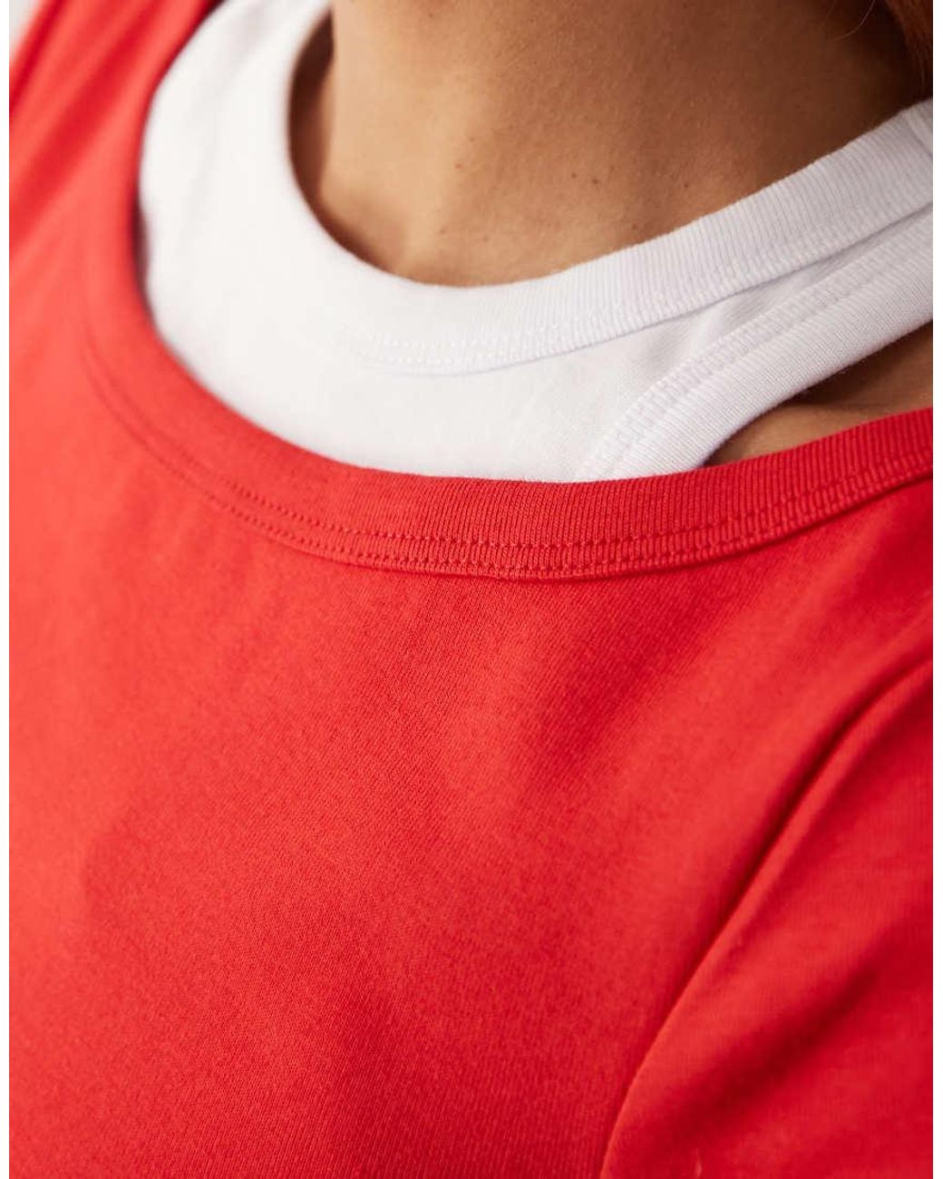 Mango Red Double Layer Short Sleeve Top