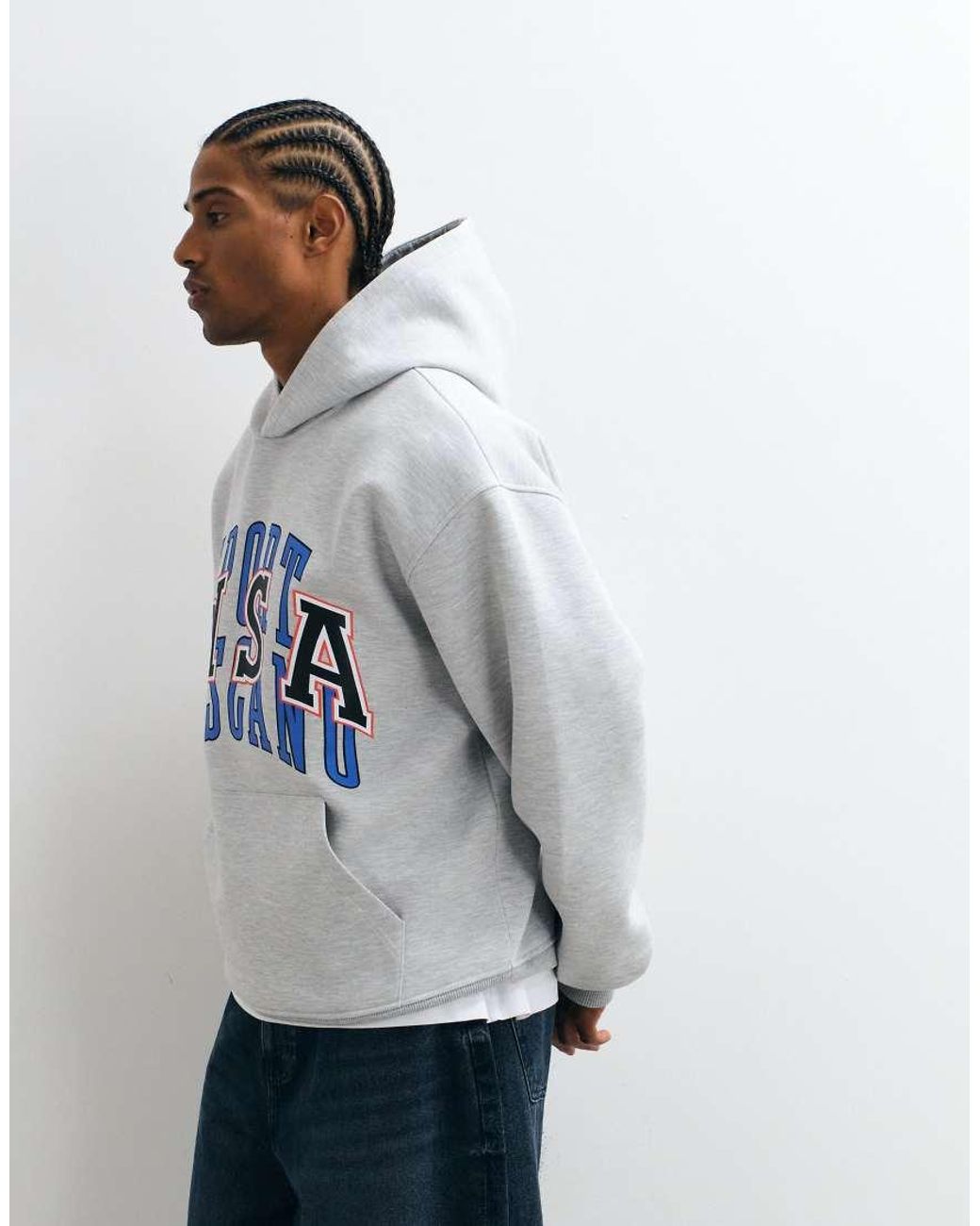 ASOS Blue Hoodie With Front Print for men