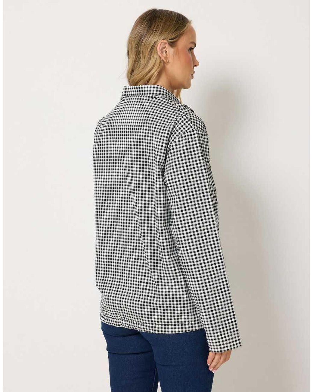 Long Tall Sally Gray Gingham Funnel Neck Jacket