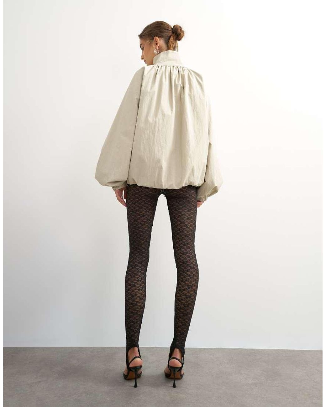 TOPSHOP White Lace Stirrup Leggings
