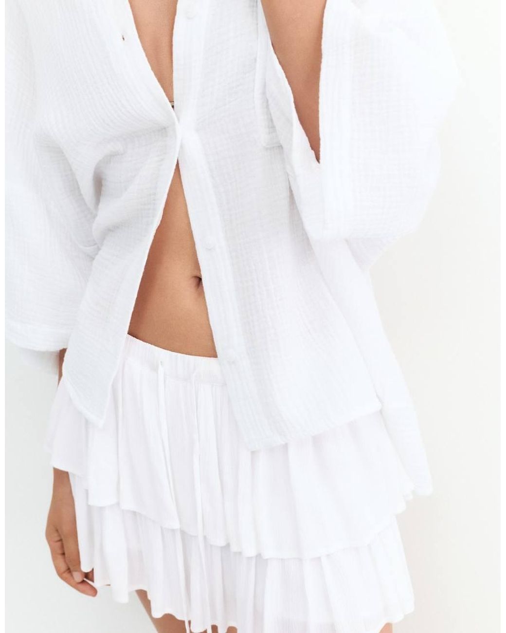 Pull&Bear White Skort With Ruffles