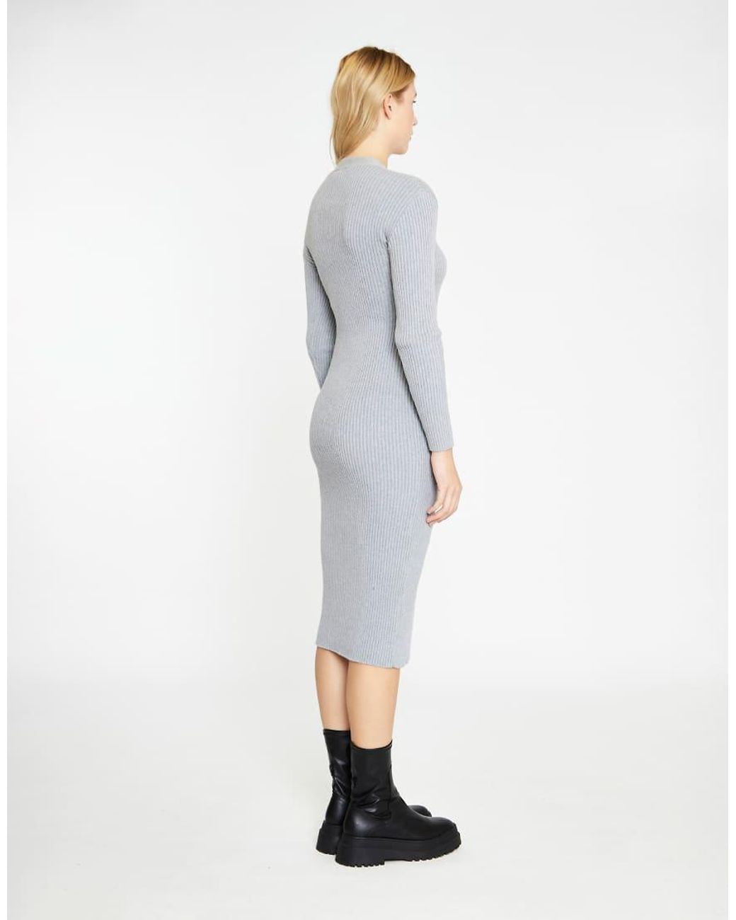 Glamorous Blue Button-Down Knitted Midi-Dress