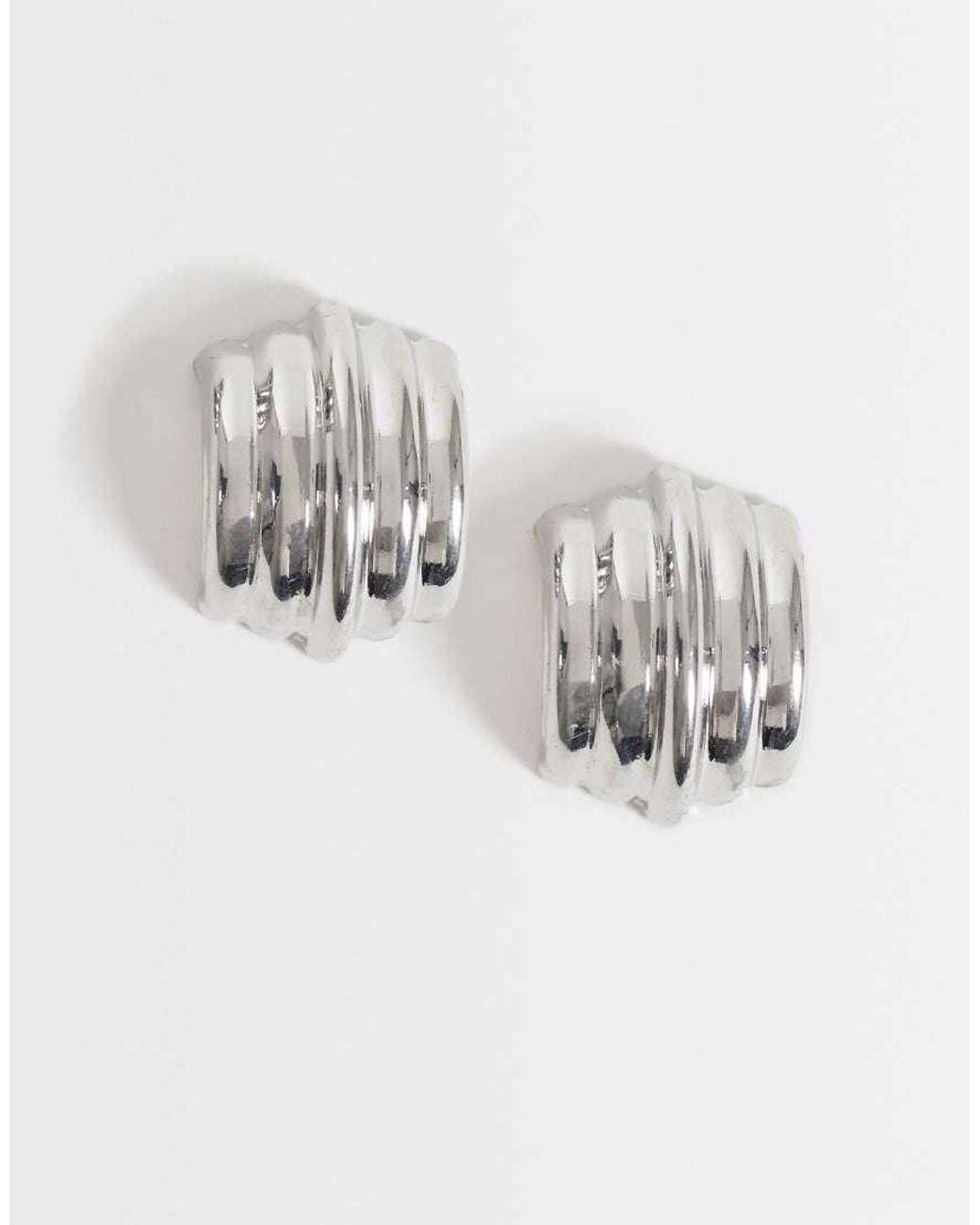 ASOS Gray Stud Earrings With Ridge Design