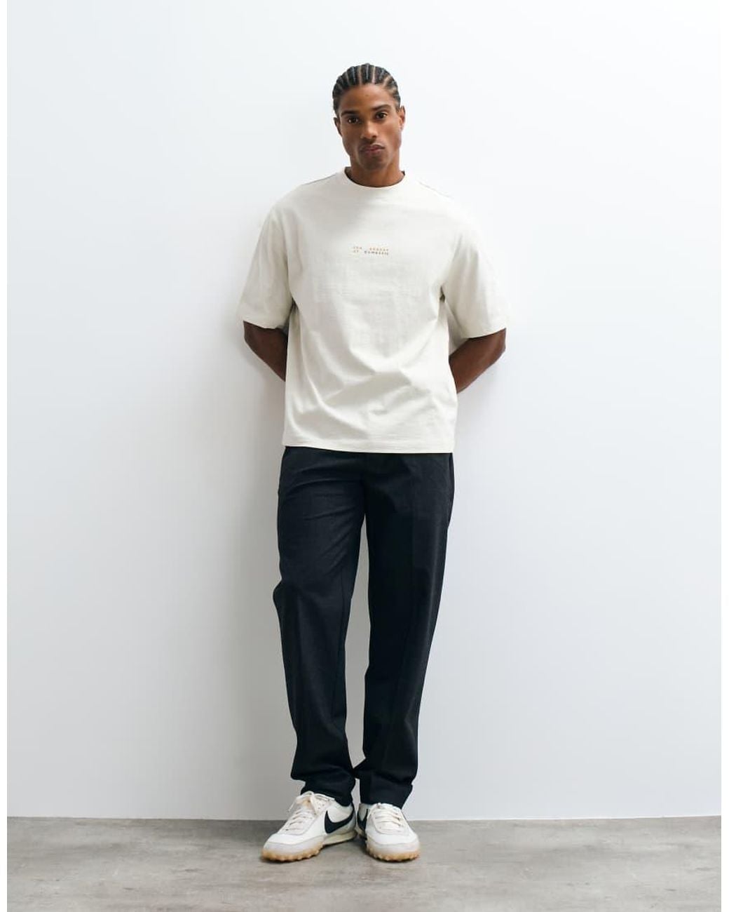 SELECTED White X Domestic 100% Cotton Heavyweight T-shirt With Print for men