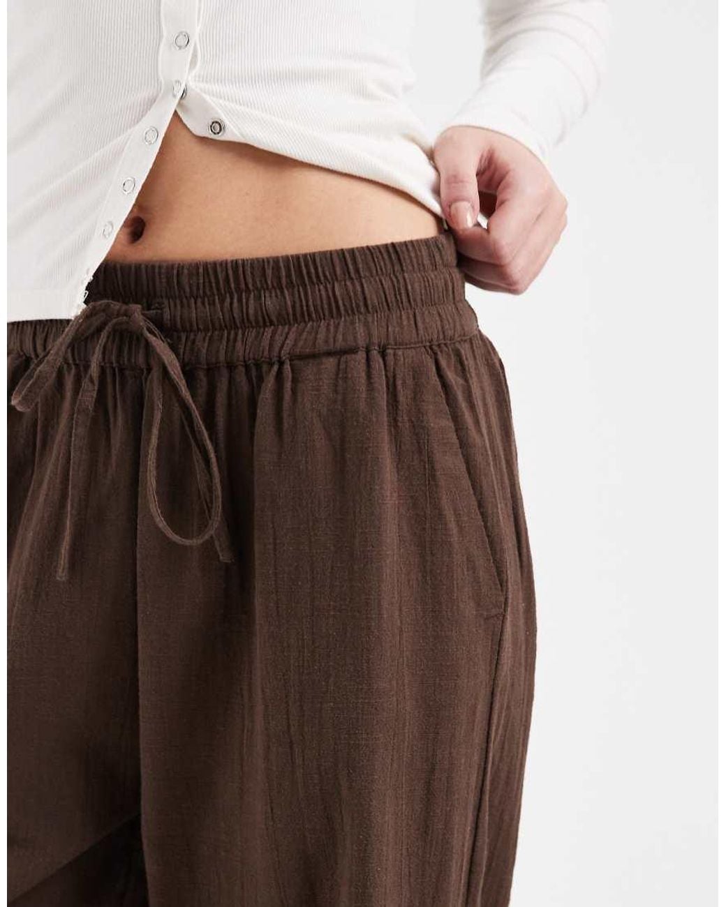ONLY White Wide Leg Linen Look Trousers
