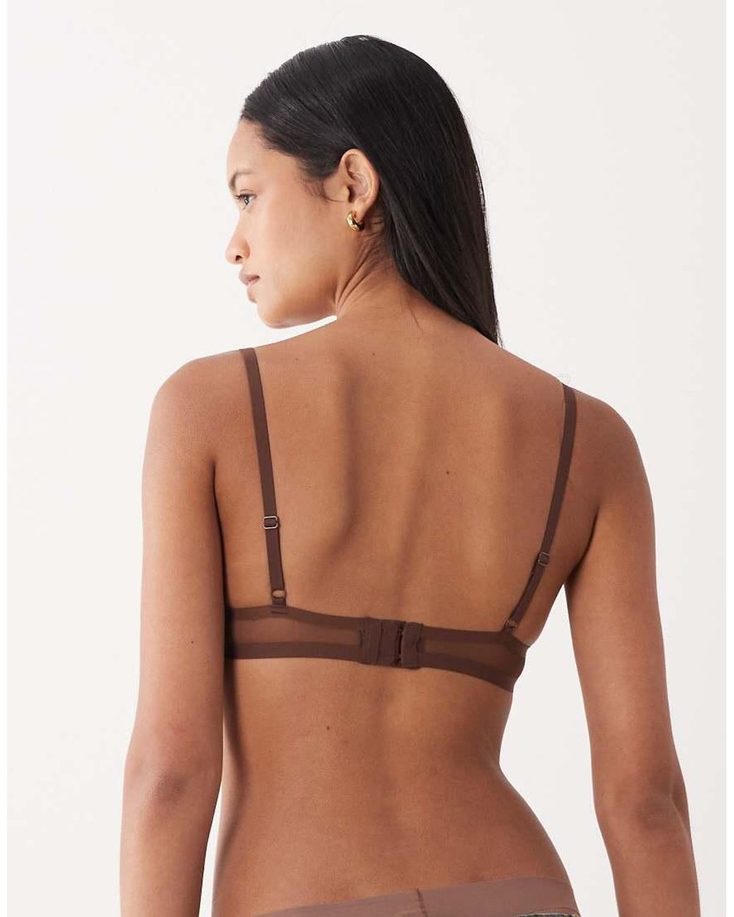 ASOS Brown Ella Moulded Microfibre Demi Pad Underwired Bra With Mesh Detail