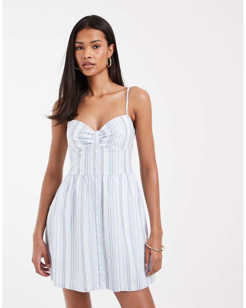 Hollister White Strappy Button Front Mini Dress