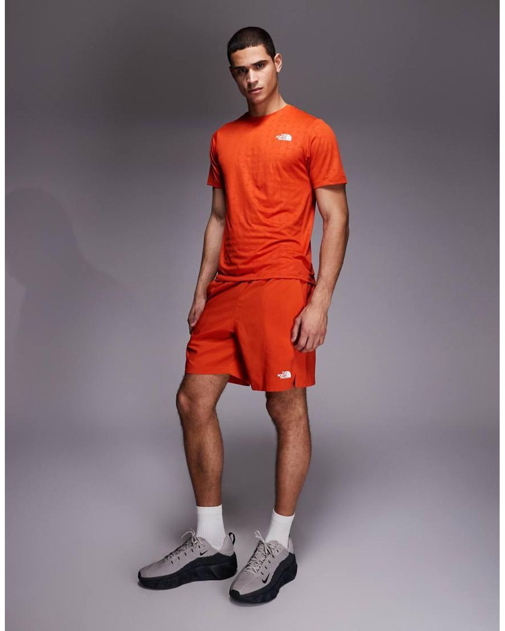 The North Face Orange Pentadome Embossed 24/7 Logo T-shirt for men