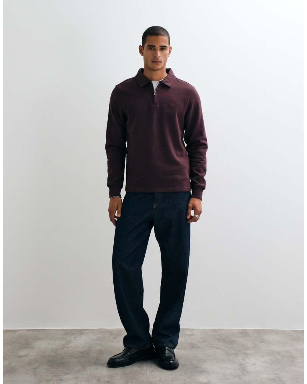 Threadbare Blue 1/4 Zip Polo Sweatshirt for men