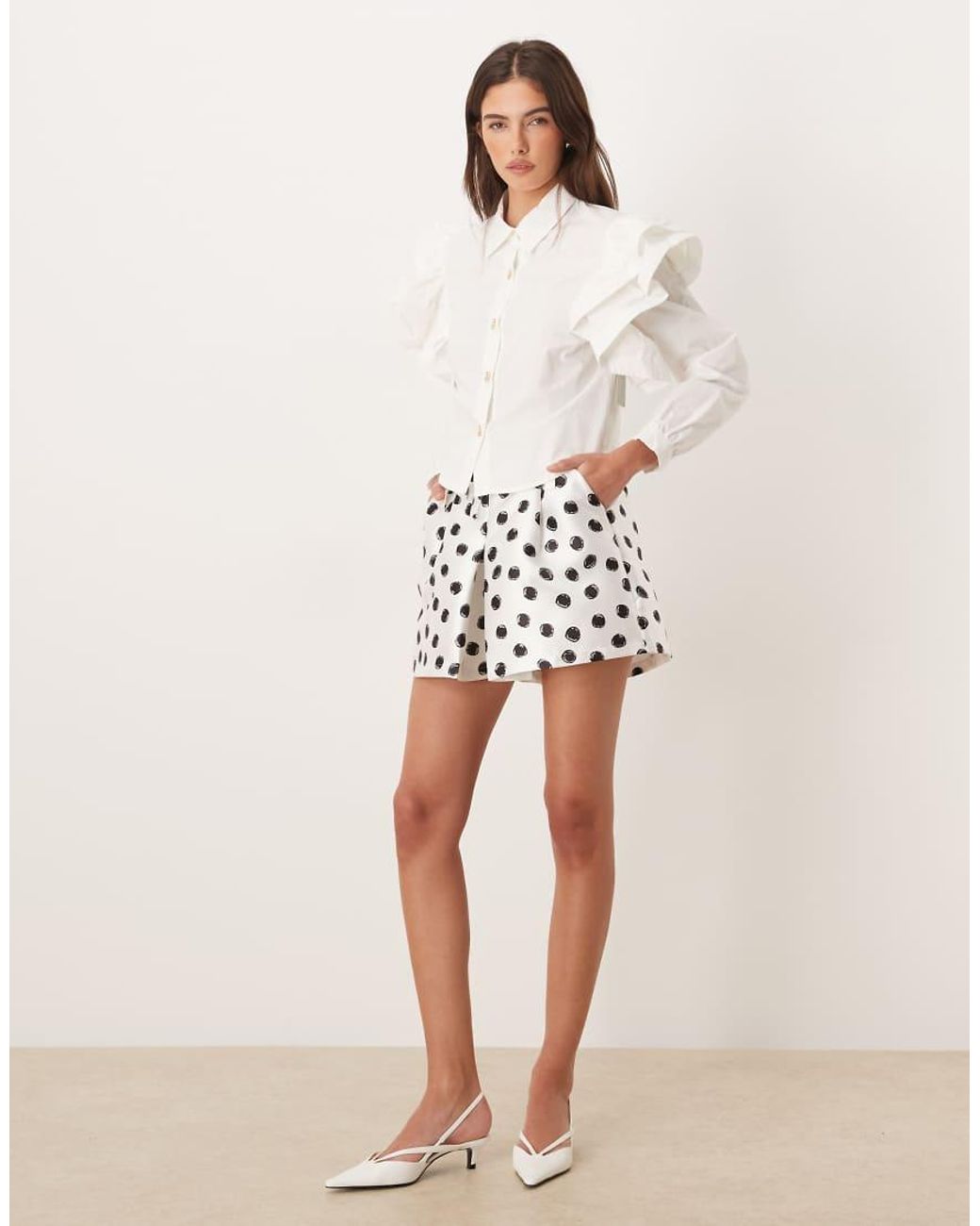 Sister Jane Natural Illume Polka Dot Belted Shorts