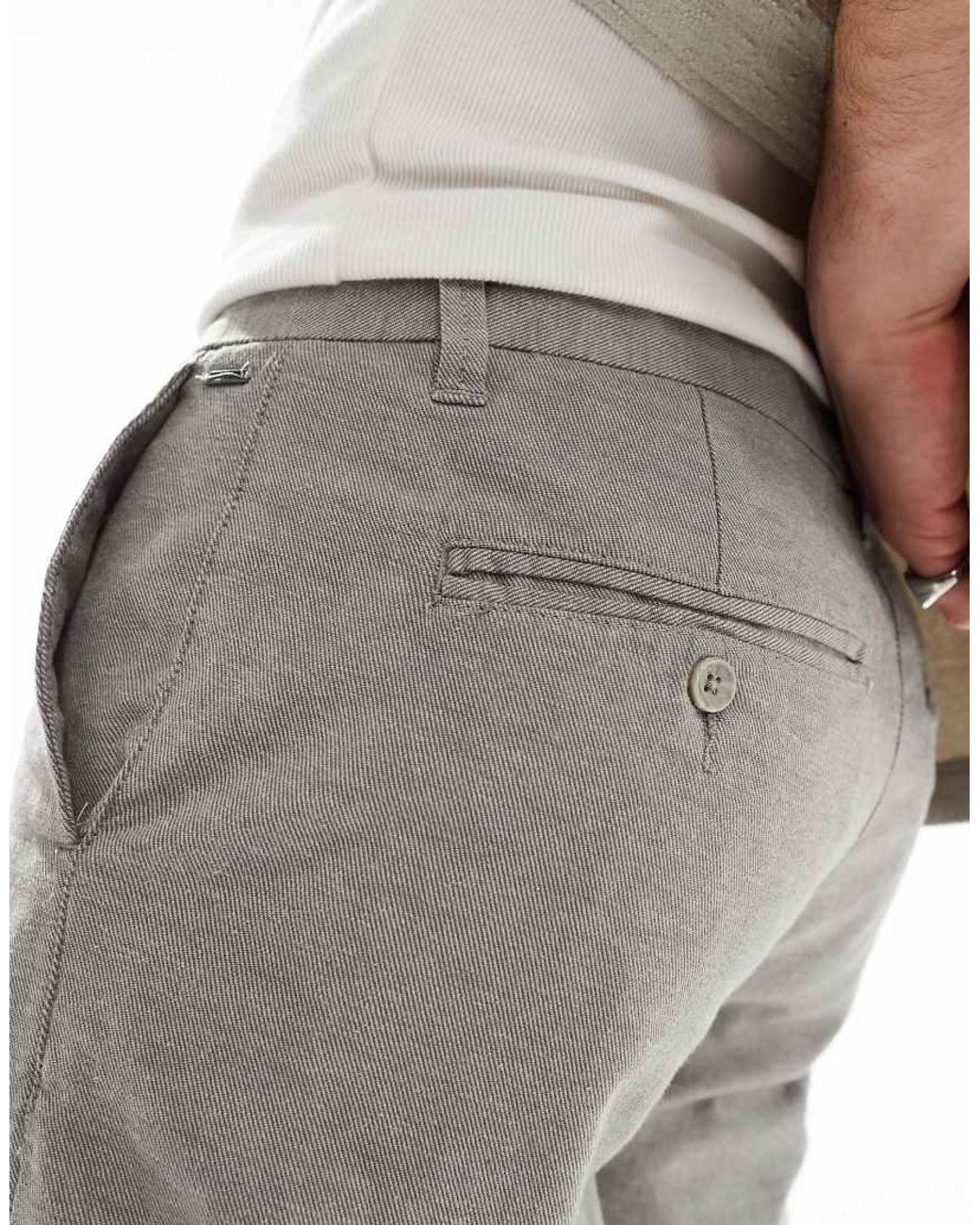 Only & Sons Gray Linen Mix Chino Short for men