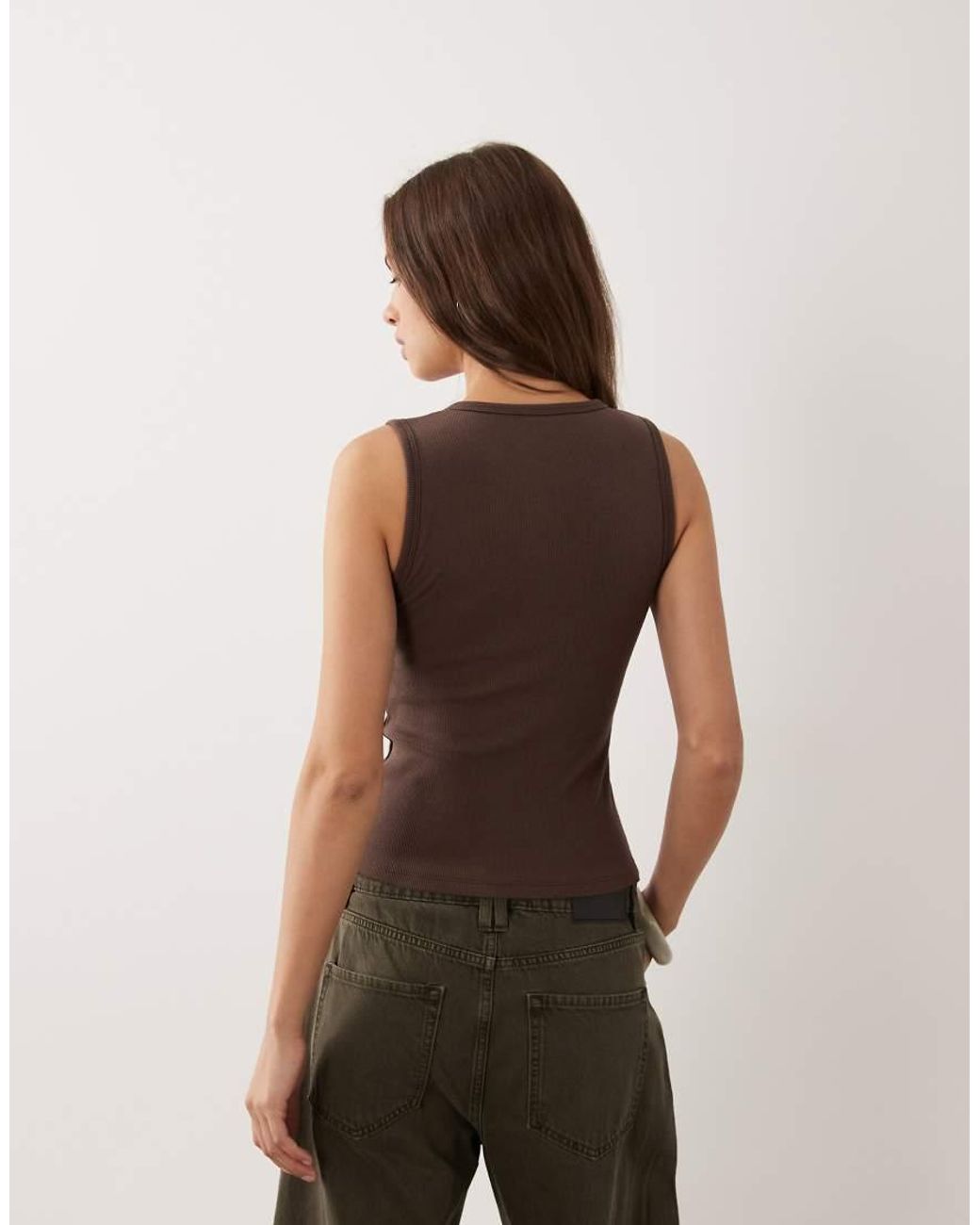 Abercrombie & Fitch Brown Ribbed Tank Top With Built