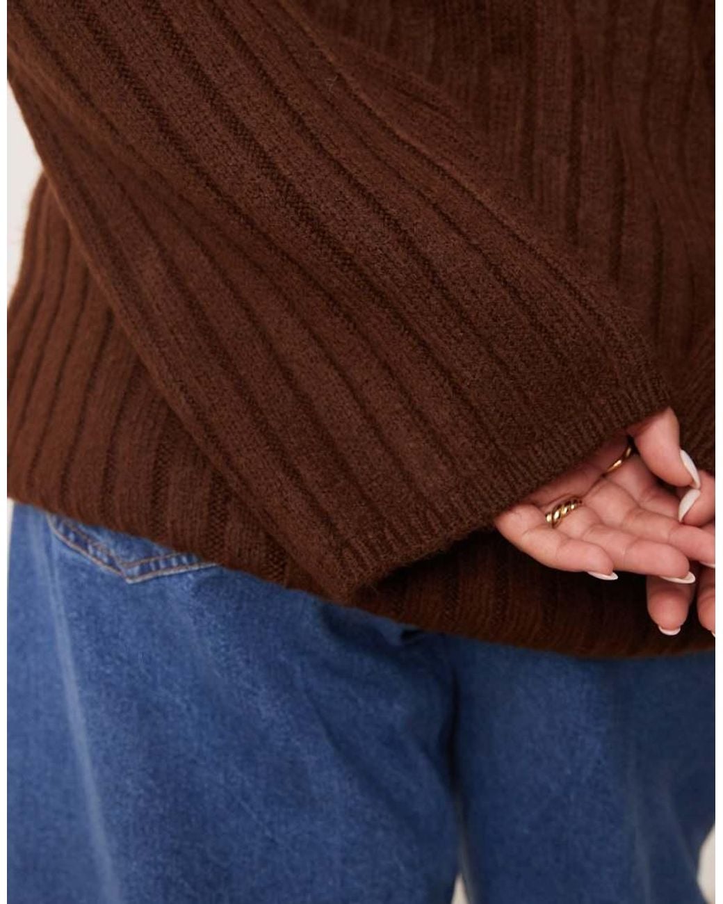 ASOS Brown Asos Design Curve Longline Crew Neck Jumper