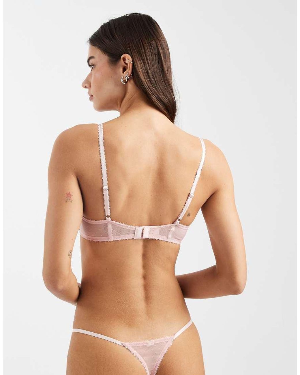 Lindex Pink Ella M Floral Embroidery Non Padded Underwire Balconette Bra