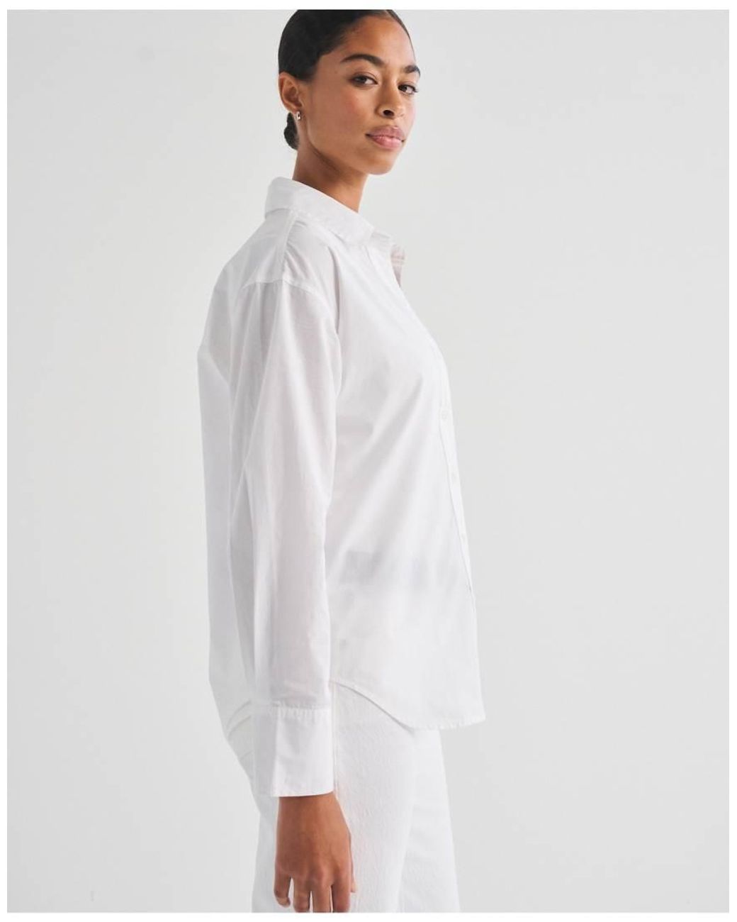 Abercrombie & Fitch White 100% Cotton Poplin Oversized Shirt
