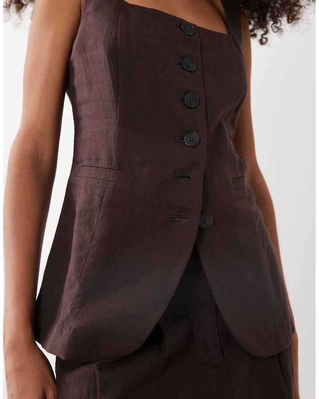 New Look Brown Co-Ord Strappy Waistcoat
