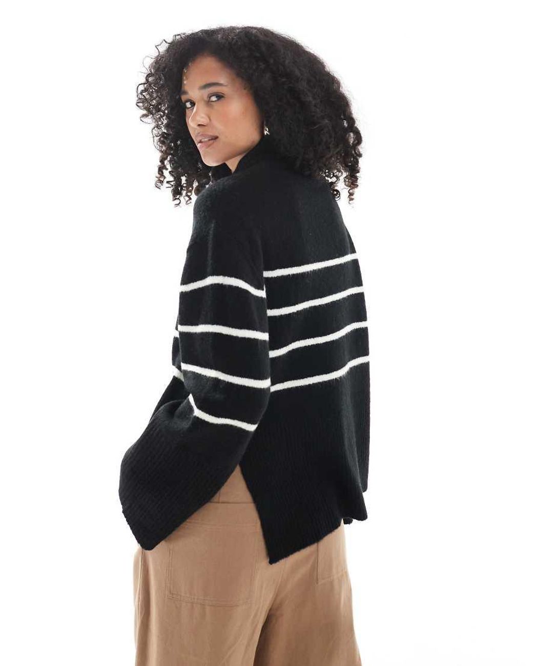 Brave Soul Black High Neck Loose Fit Jumper