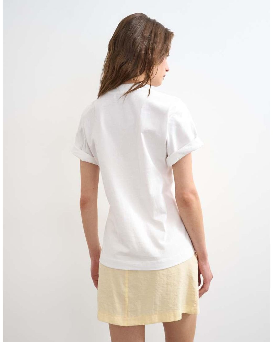 TOPSHOP White Roll Sleeve Cinch Tee