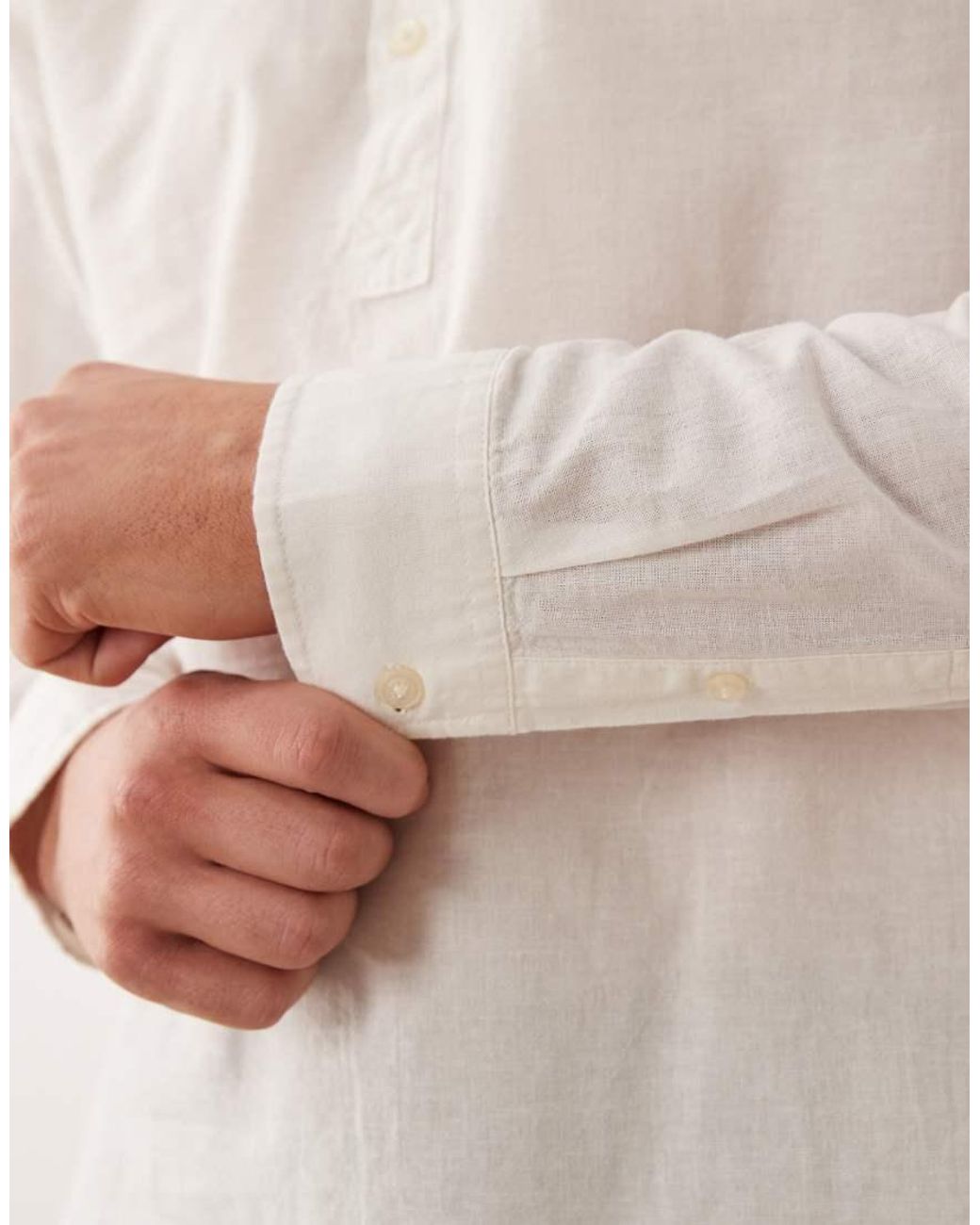Jack & Jones Natural Linen Blend Overhead Shirt for men