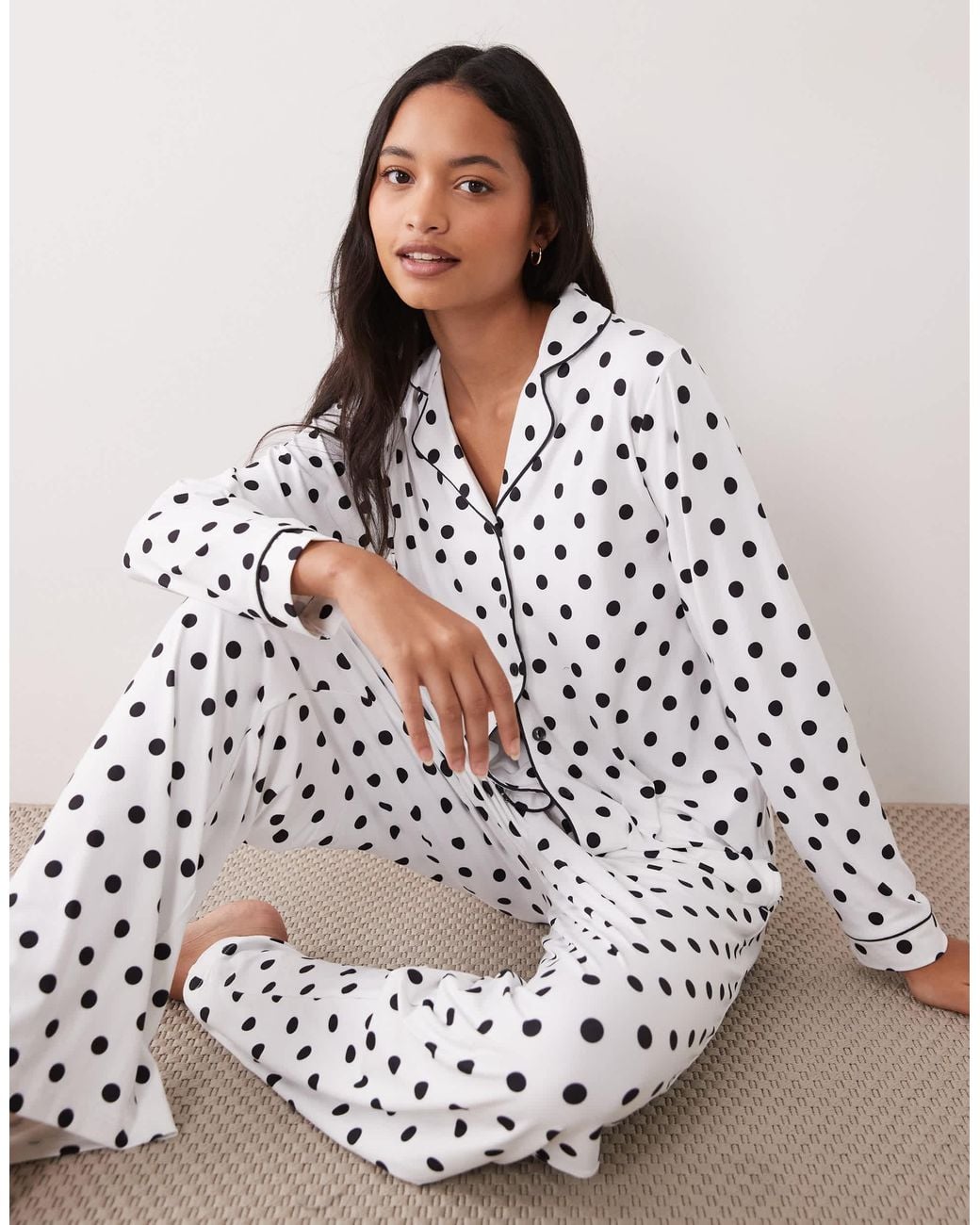 Threadbare White Button Down Super Soft Pyjama Set