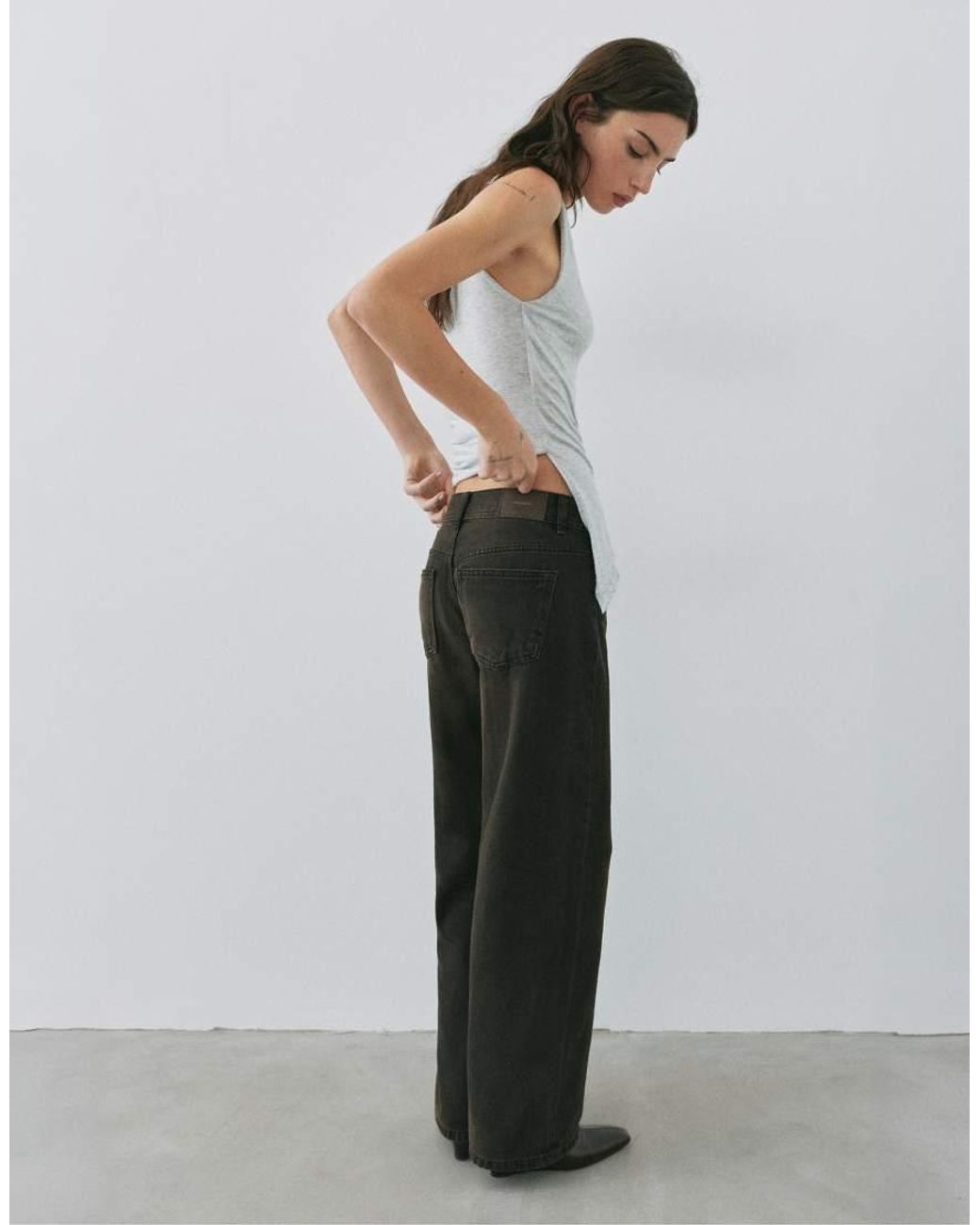 Pull&Bear Gray Petite Low-rise Straight Leg Jeans