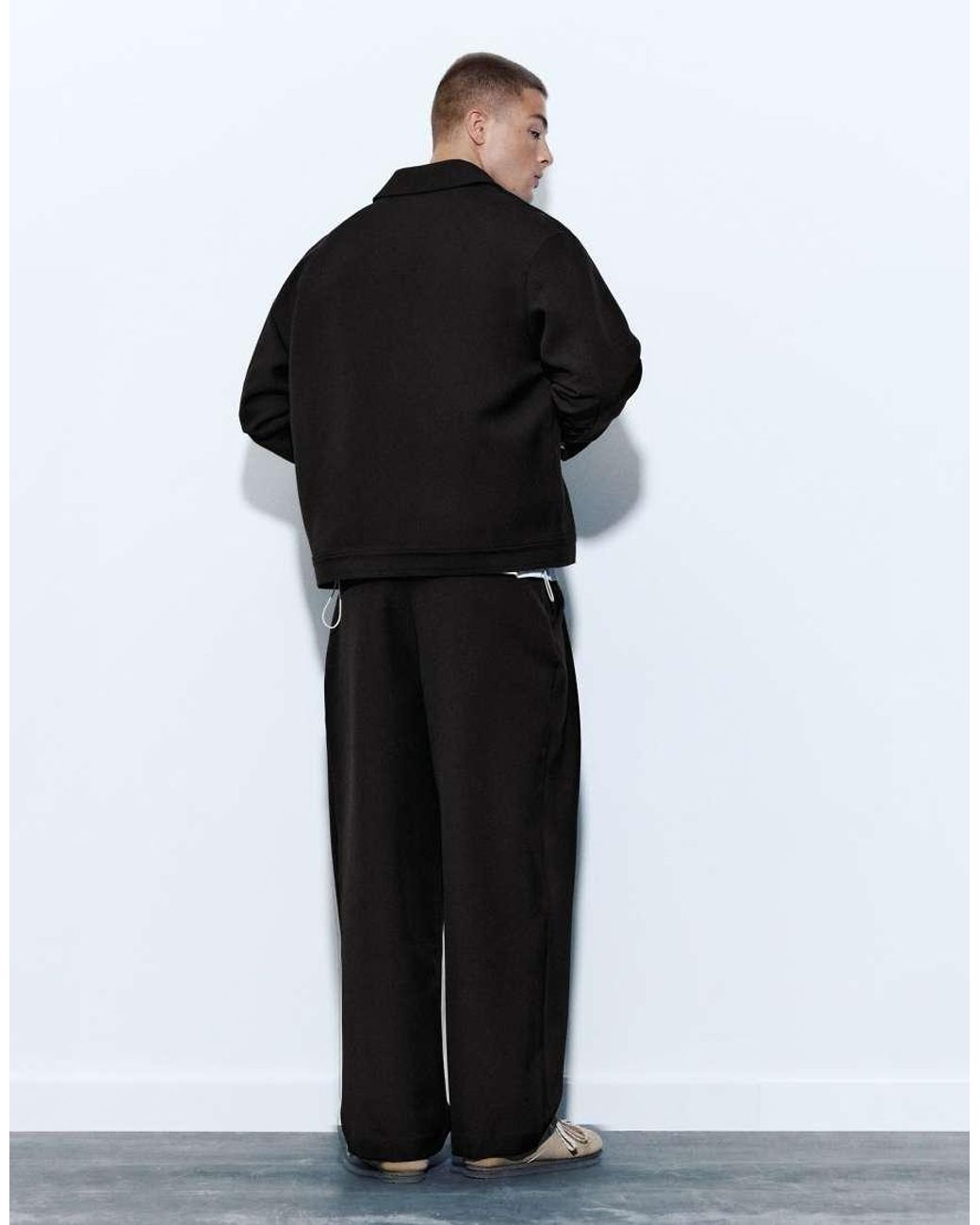 Basic Giacca Con Zip Nera di Pull&Bear in Black da Uomo