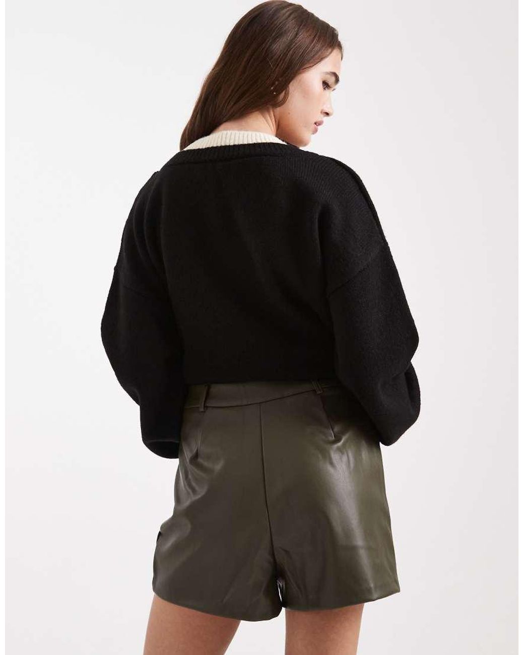 New Look Natural Faux Leather Tailored Short