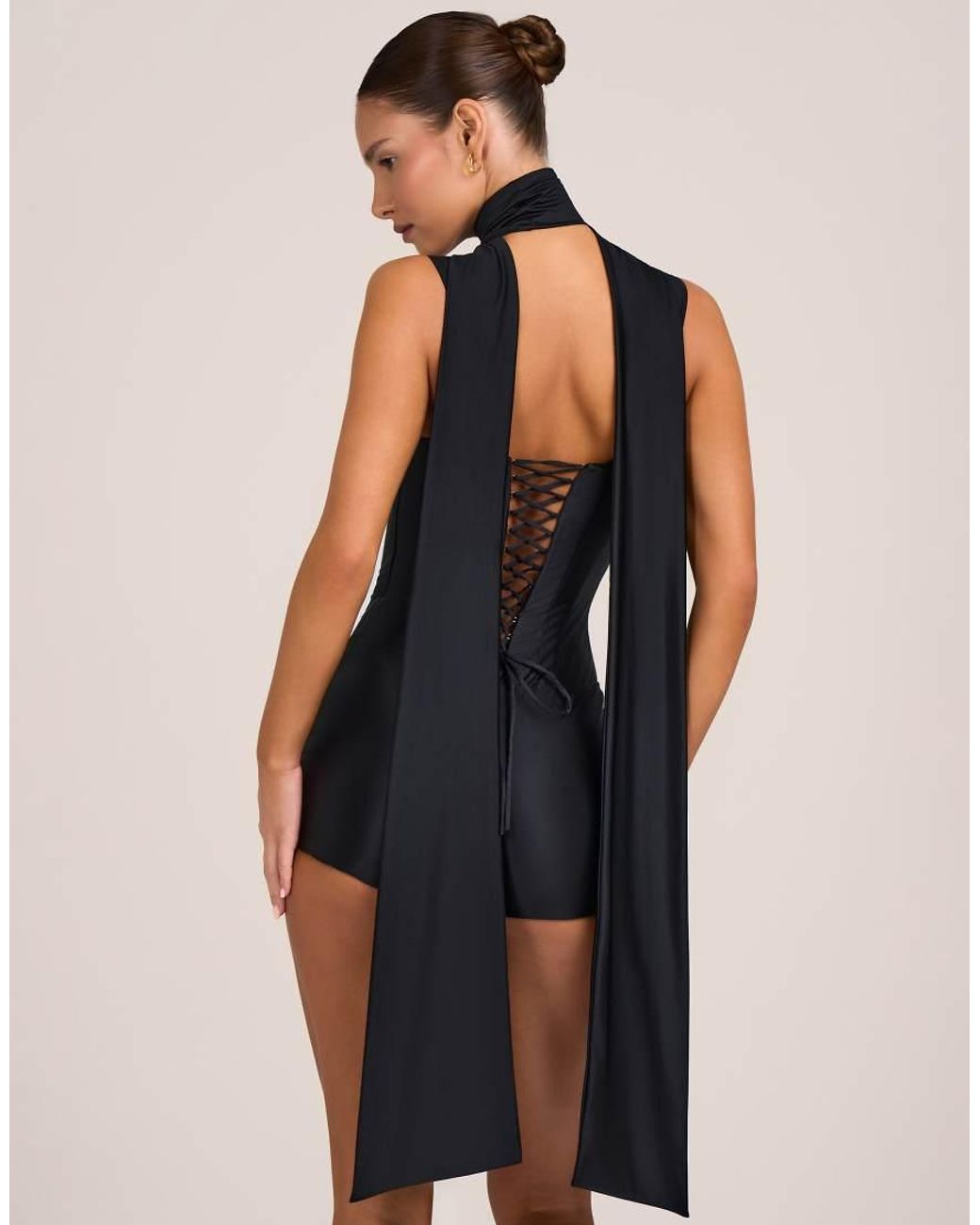 Oh Polly Natural Modal Square Neck Playsuit With Scarf Detail