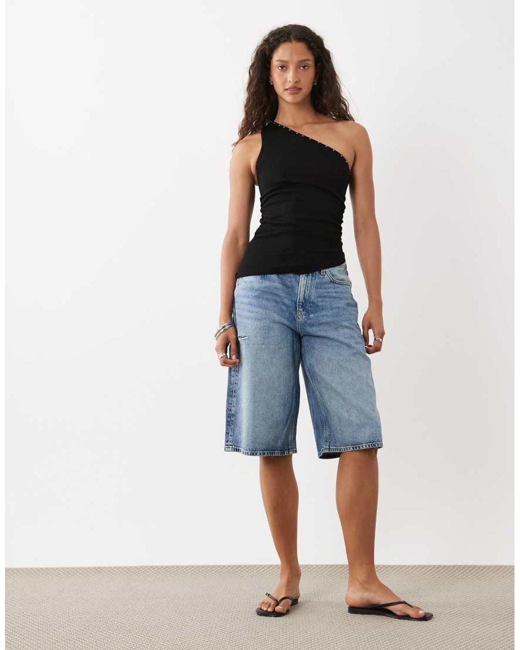 Cotton On Black Stud Asymmetric Knit Top
