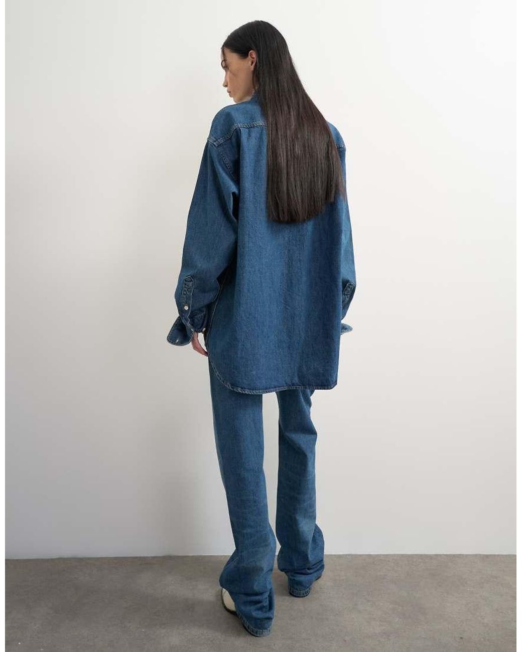 TOPSHOP Blue X Talia Byre Wide Placket Studded Shirt