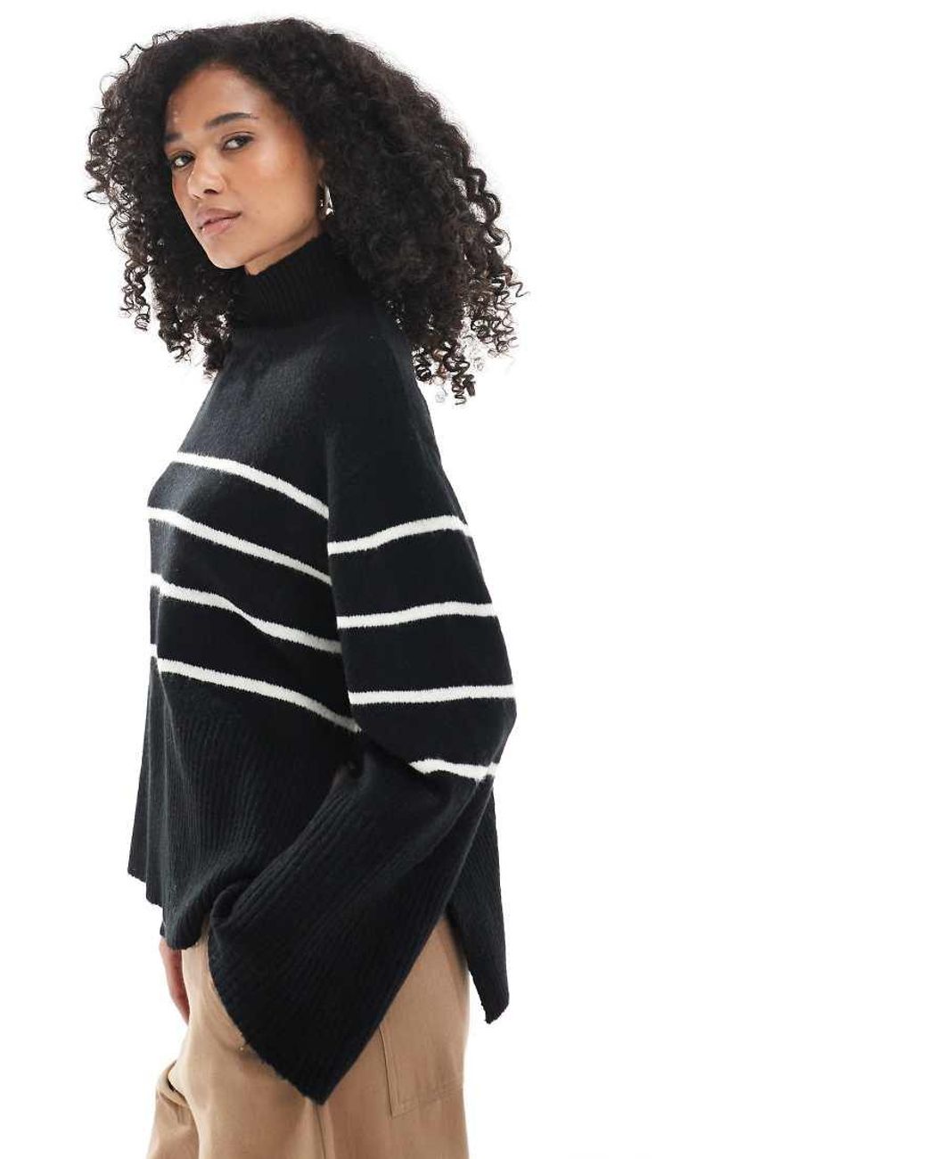 Brave Soul Black High Neck Loose Fit Jumper