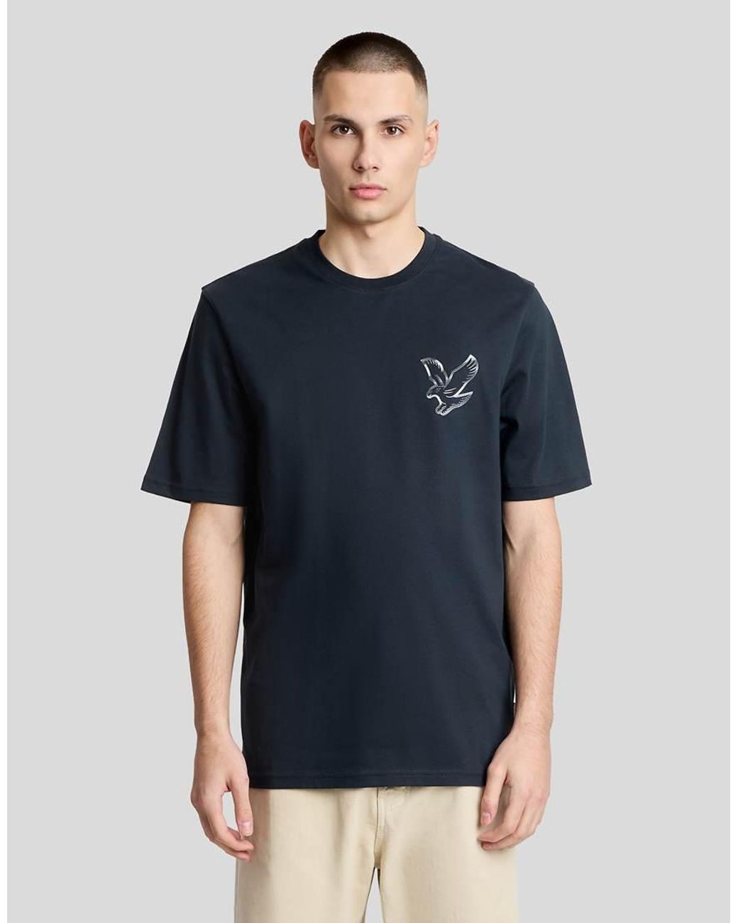 Lyle & Scott Blue Ss T-Shirts Chrome Eagle Graphic T-Shirt for men