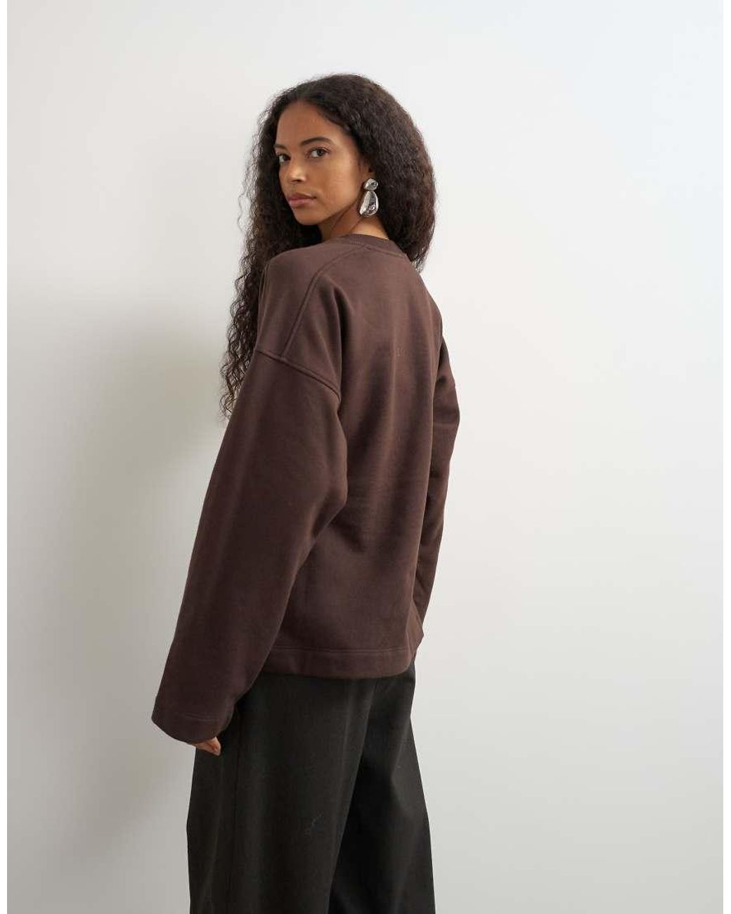 TOPSHOP Brown Sweat Crew Neck Cinched Jumper