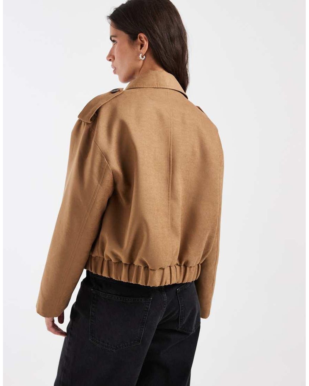 ASOS Black Top Collar Faux Suede Bomber Jacket