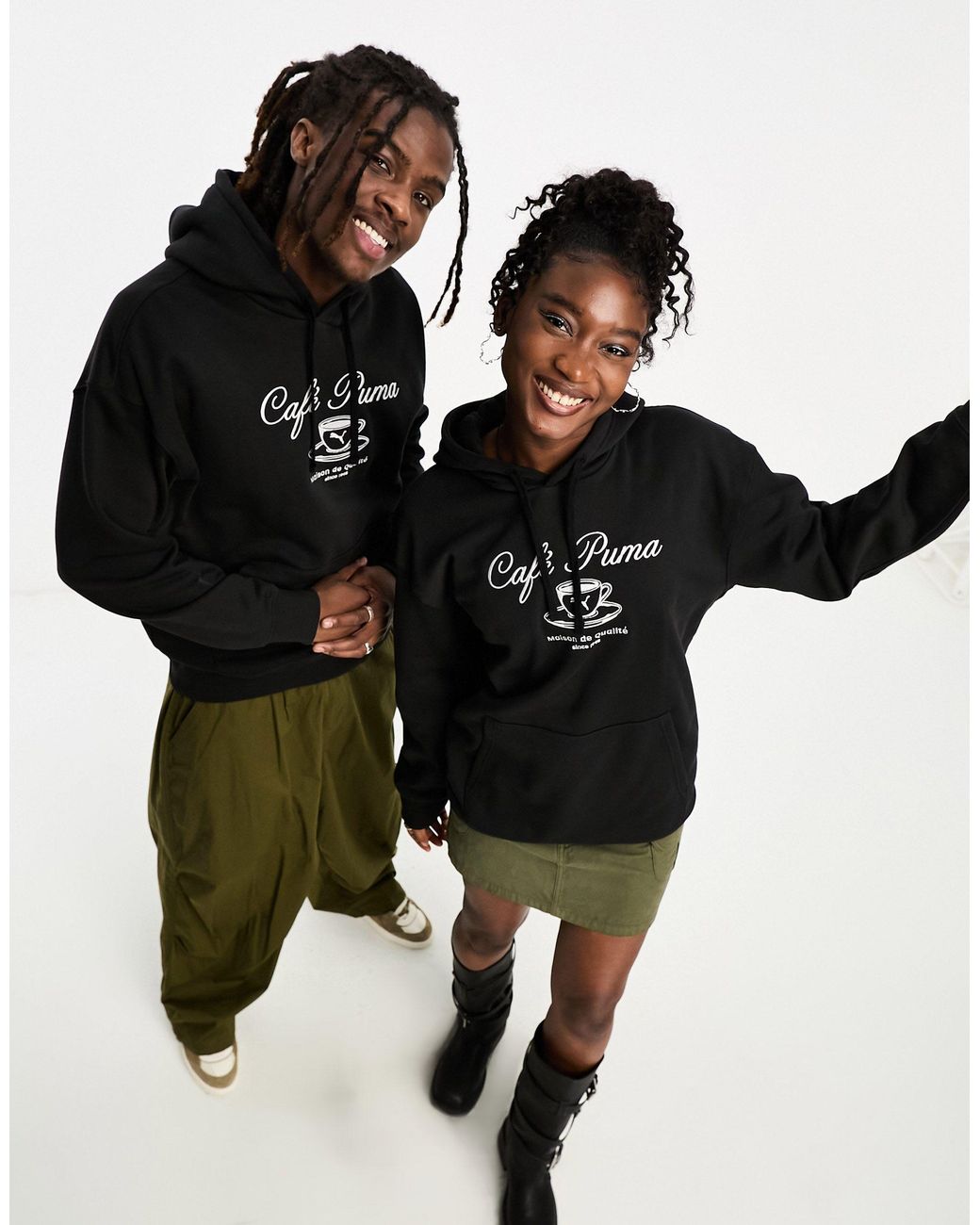 Sudadera negra con capucha cafe de PUMA de color Negro Lyst