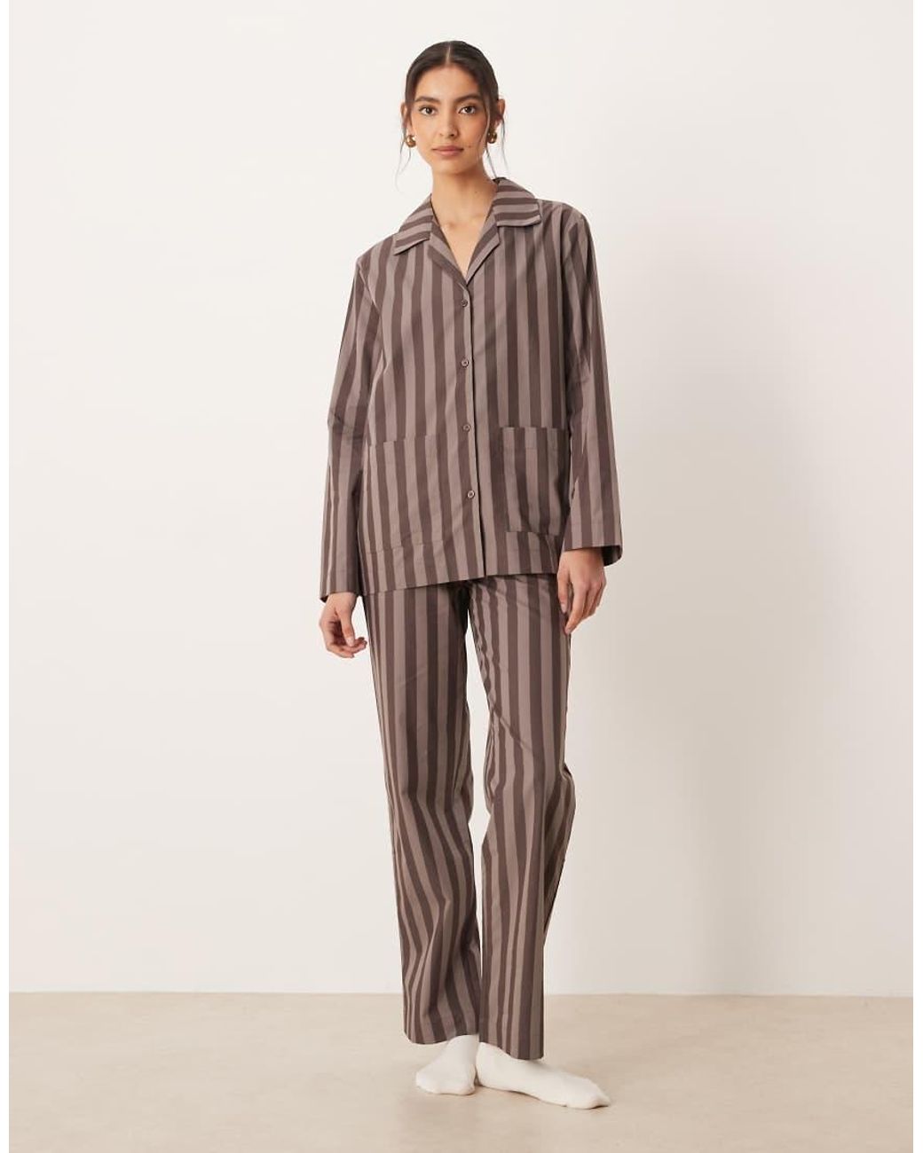 Mango Brown Pyjama Shirt Co-ord
