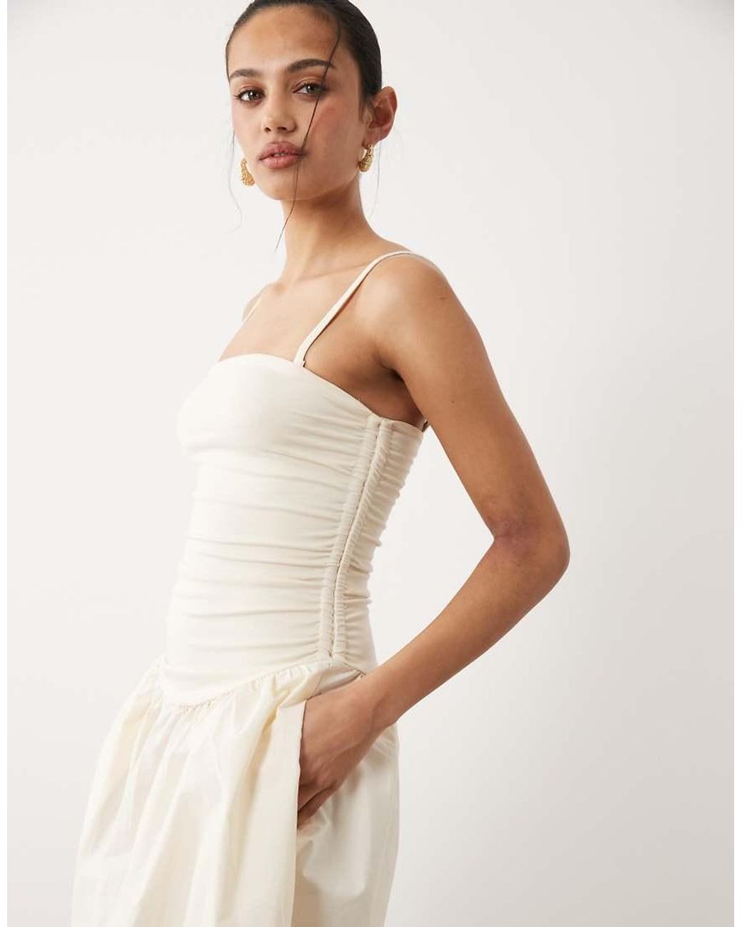 Cotton On Natural Romee Shirred Side Maxi Dress
