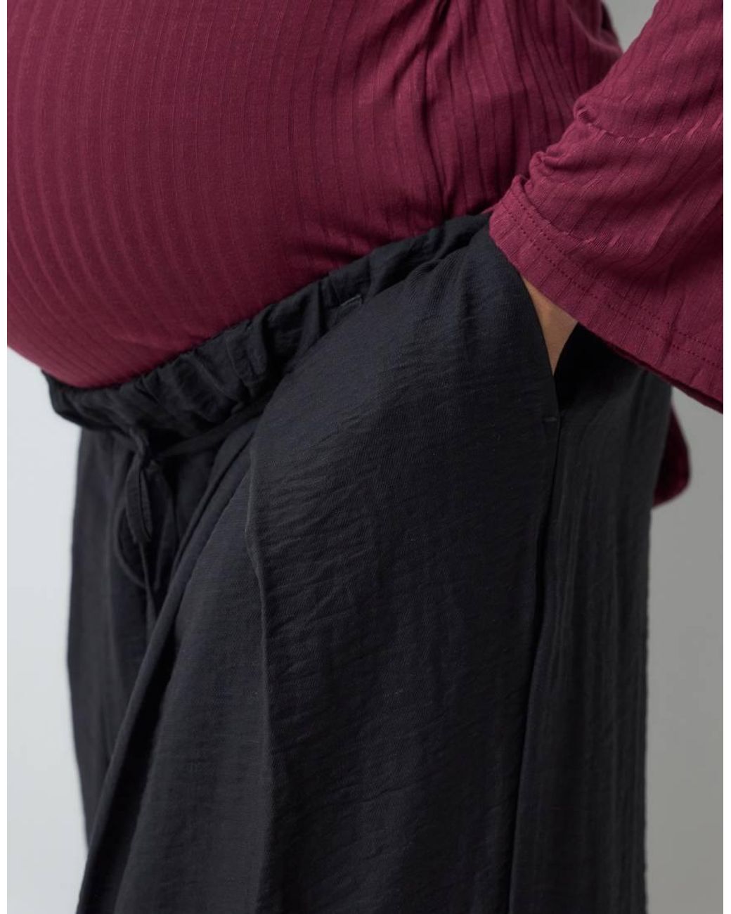ASOS Asos Design Maternity Textured Wide Leg Pants With Tie Waist
