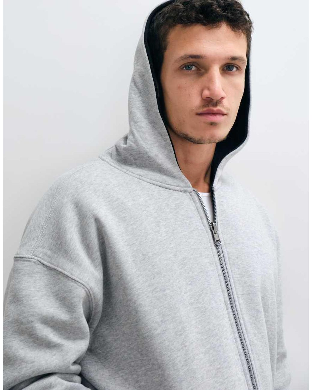 Hollister Gray Reversible Zip Up Hoodie for men