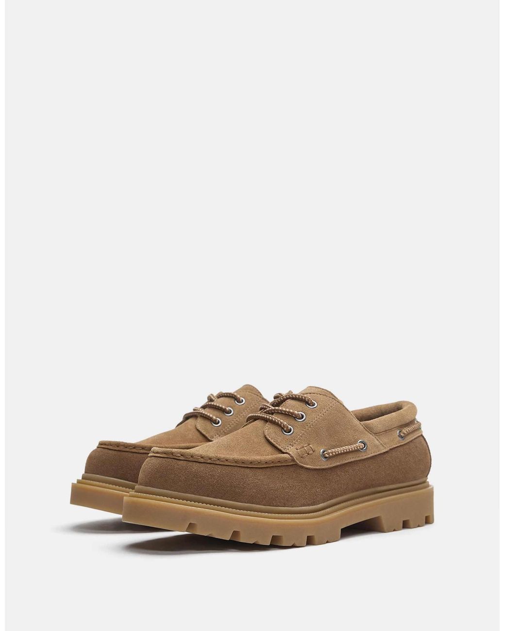 Pull&Bear – bootsschuhe aus leder in Brown für Herren