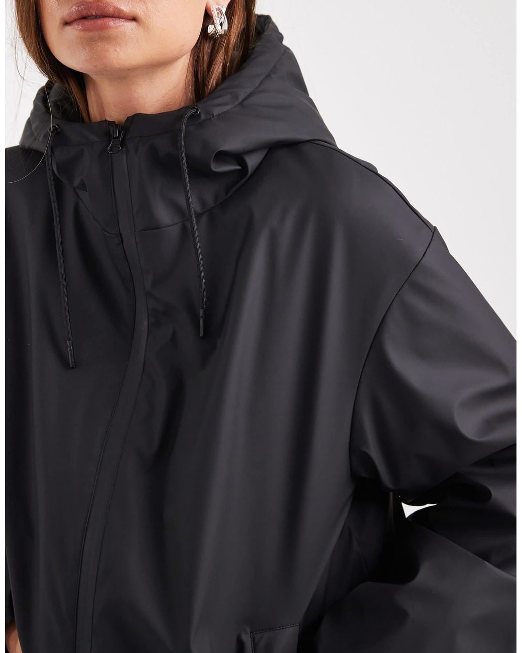 ASOS Black Rubberized Hooded Rainwear Bomber Jacket