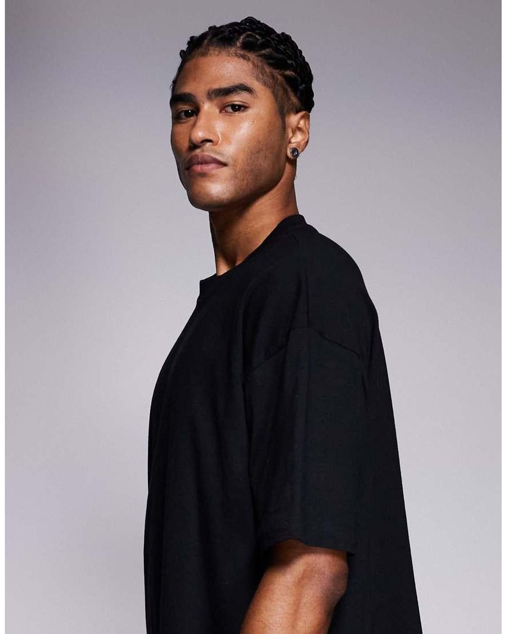 T-Shirt Basic Oversize Nera di ASOS in Black da Uomo