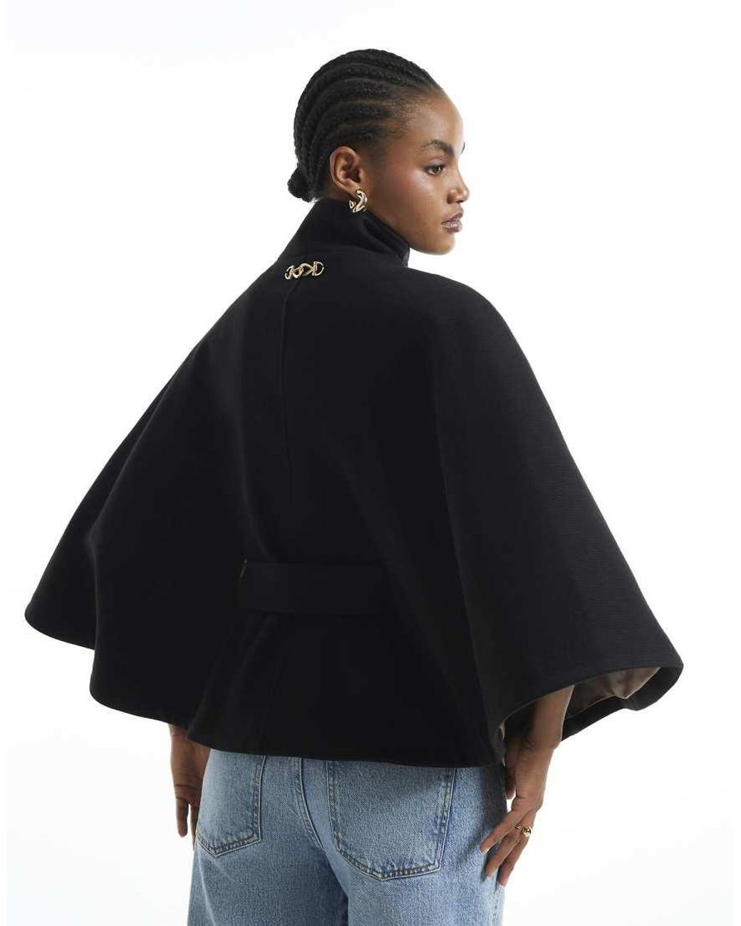 River Island Blue Funnel Neck Belted Cape Coat