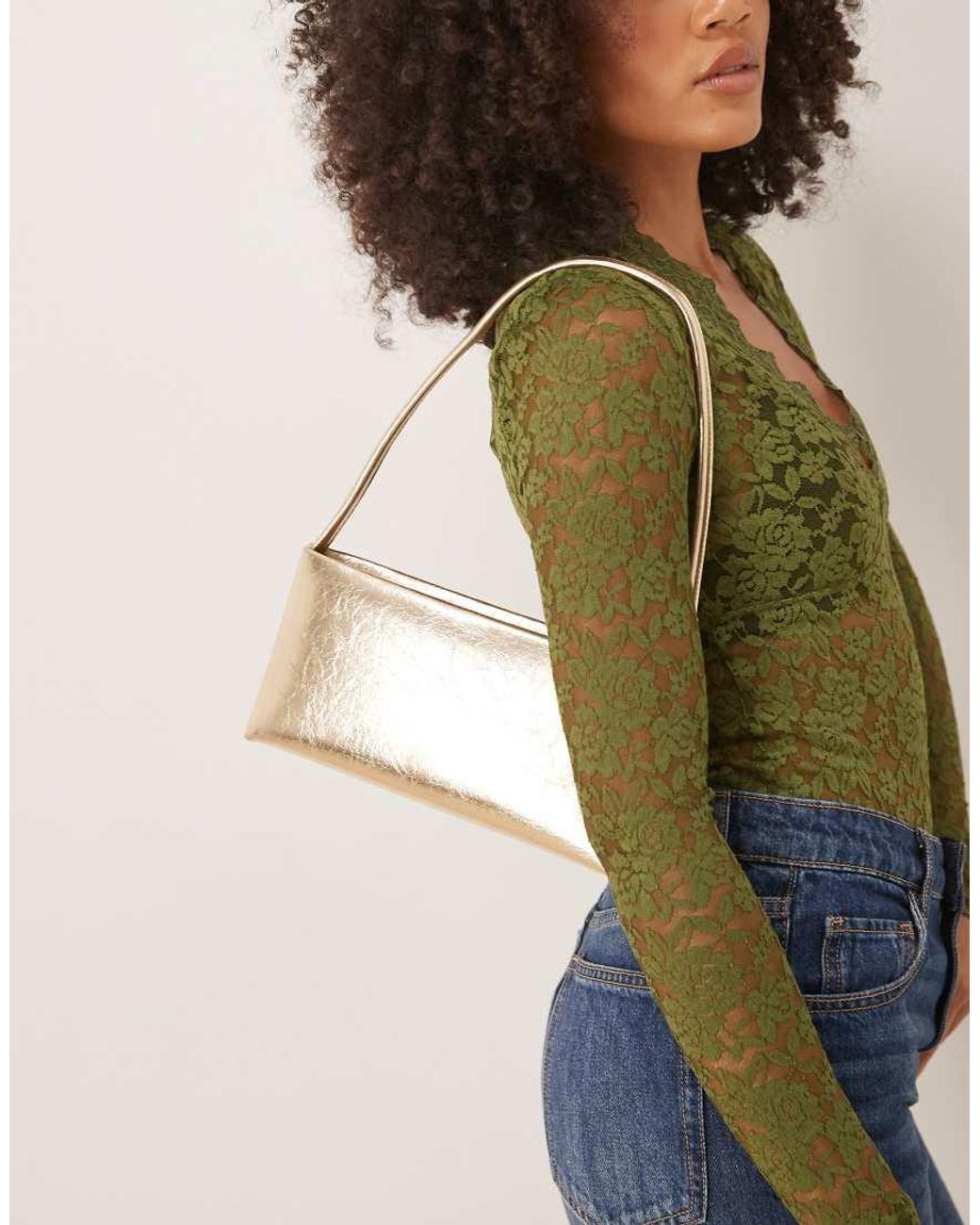 ASOS Green Textured Minimal 90S Shoulder Bag