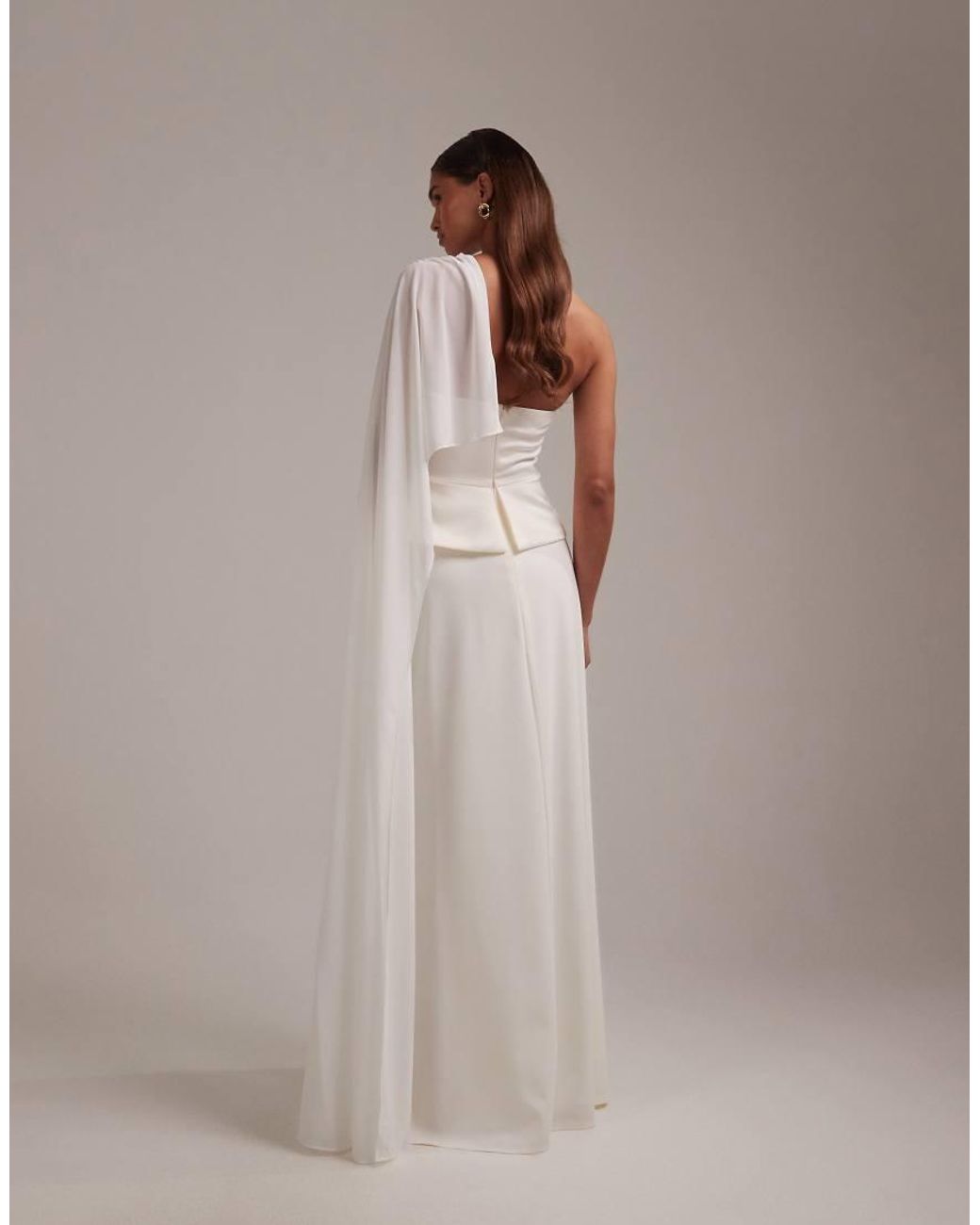 ASOS White Cape Detail Maxi Wedding Dress