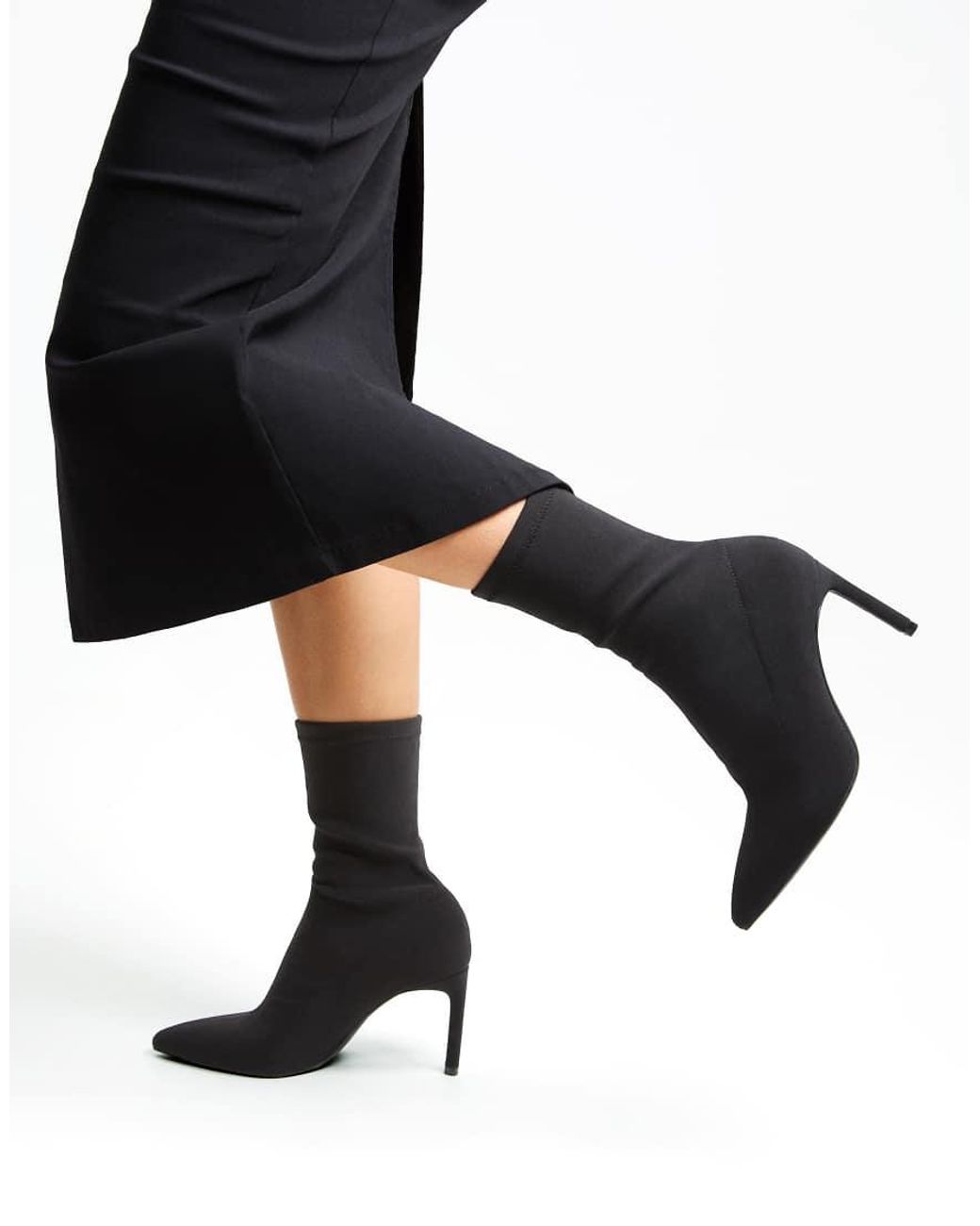 Bershka Black Fitted High-heel Ankle Boots