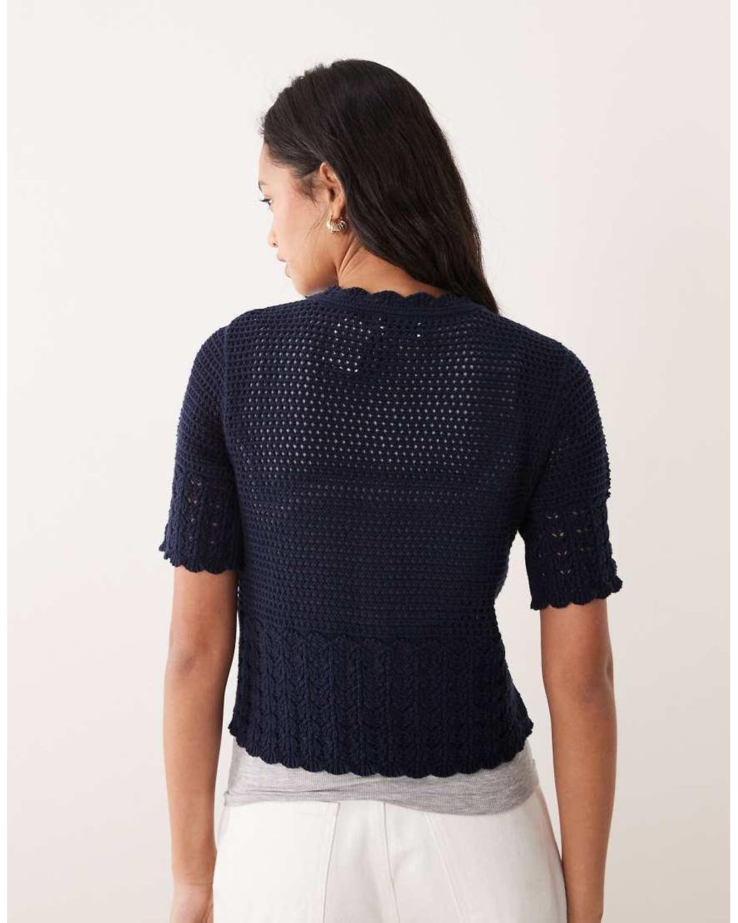 Jdy Blue Open Knit Short Sleeve Cardigan